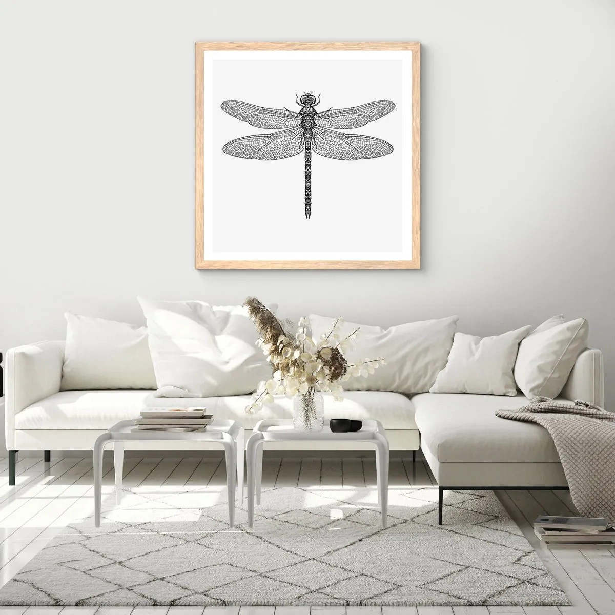 Plakat i ramme af lyst egetræ - Præcision i naturen - 40x40 cm