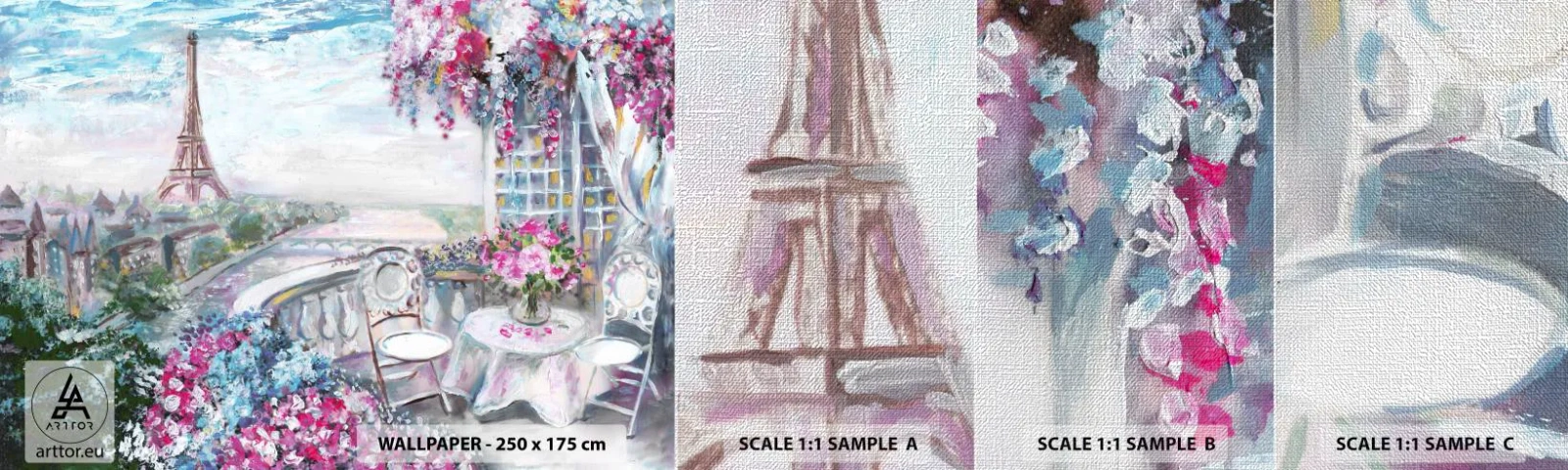 Prøve Fototapet Premium Canvas - Smukkest her i maj - By, Eiffeltårnet, Paris - 100x30 cm