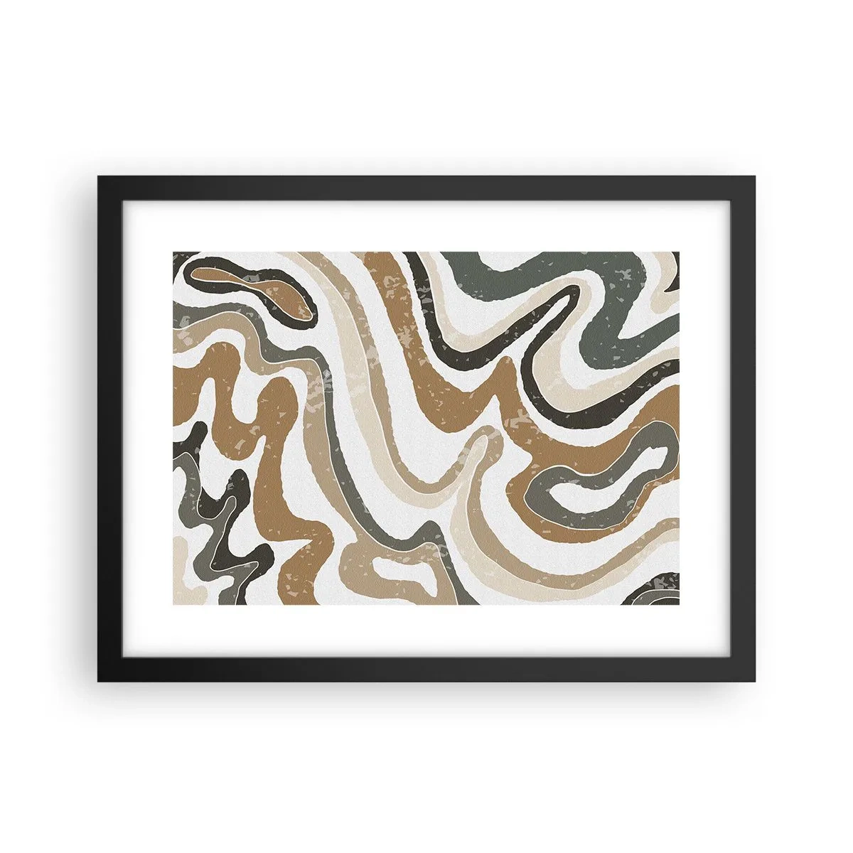 Plakat i sort ramme - Slyngninger af jordfarver - 40x30 cm