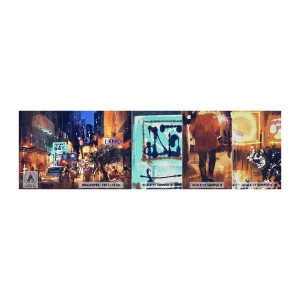 Prøve Fototapet Premium Sand - Og byen sover ikke - By, Mennesker, Arkitektur - 100x30 cm