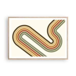 Plakat i ramme af lyst egetræ - Zigzag til destinationen - 100x70 cm