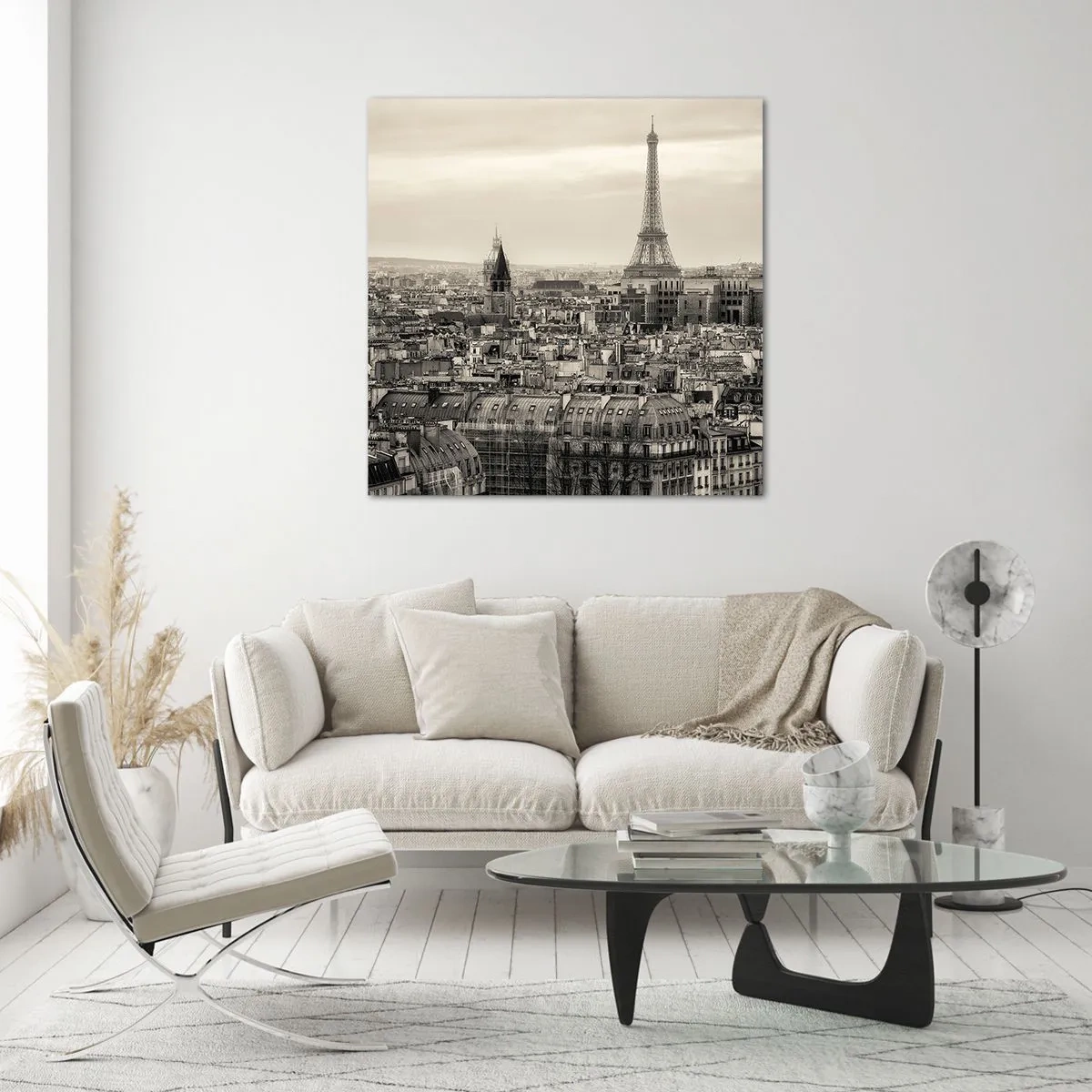 Billede på glas - Over Paris' hustage - 70x70 cm