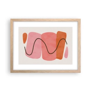 Plakat i ramme af lyst egetræ - Formernes blide bevægelse - 40x30 cm