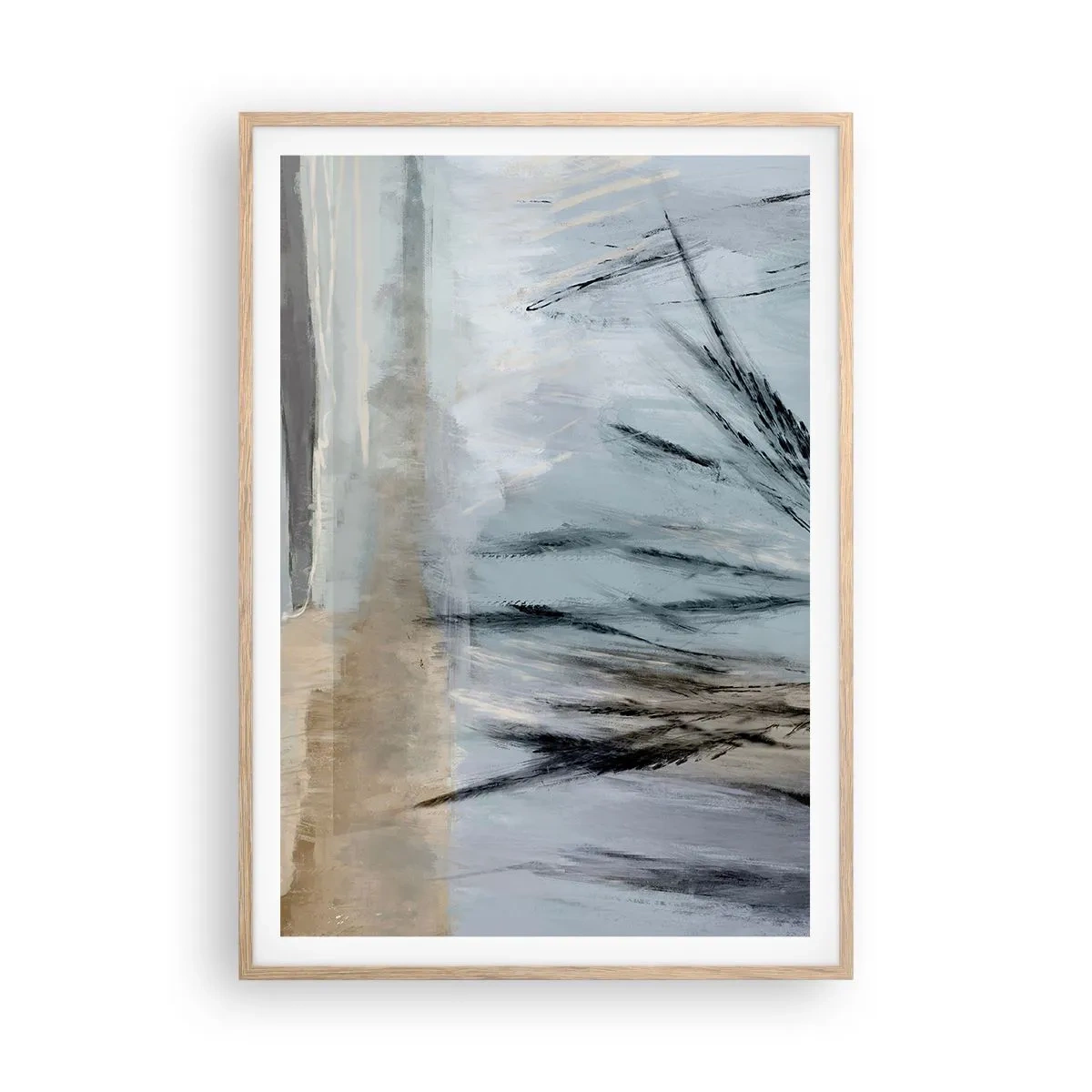 Plakat i ramme af lyst egetræ - Vintermarker - 70x100 cm