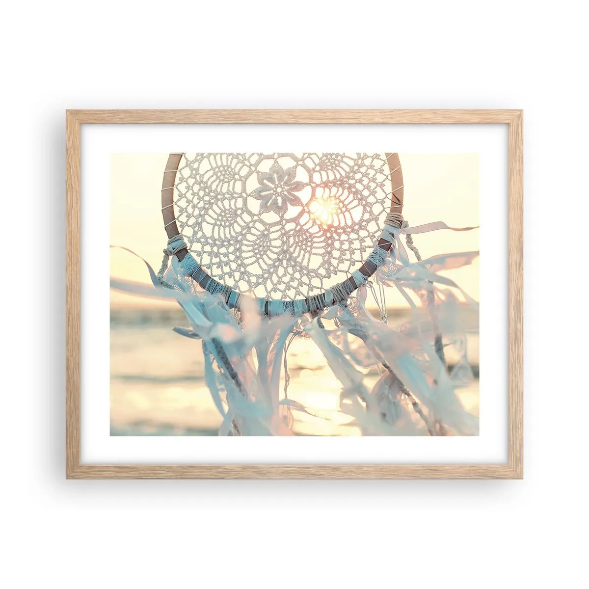 Plakat i ramme af lyst egetræ - Totem med blonder - 50x40 cm