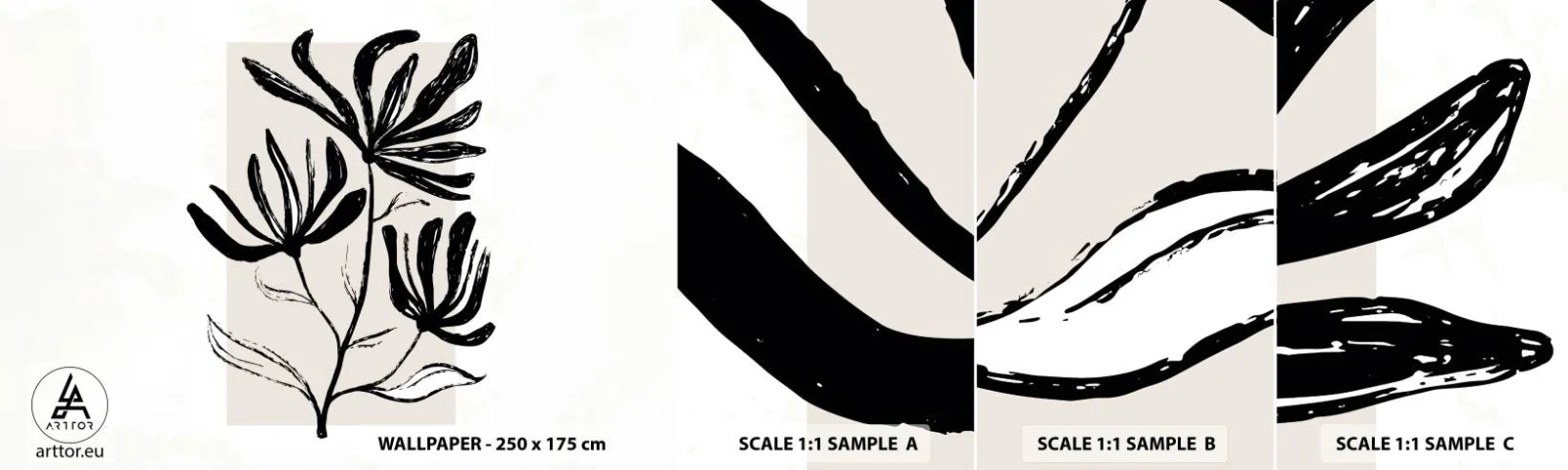 Fototapet Prøve Standard Eco - Skitse til et herbarium - Blomst, Minimalistisk, Moderne - 100x30 cm