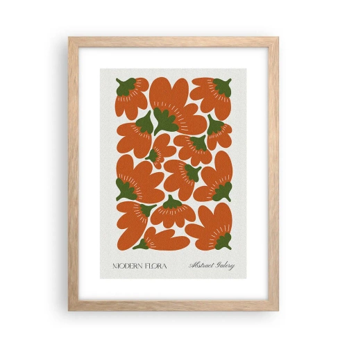 Plakat i ramme af lyst egetræ - Fra en blomsts liv - 30x40 cm