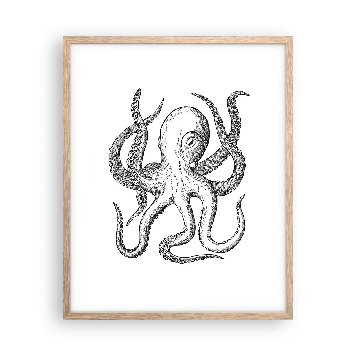 Plakat i ramme af lyst egetræ - Dans med bølger - 40x50 cm