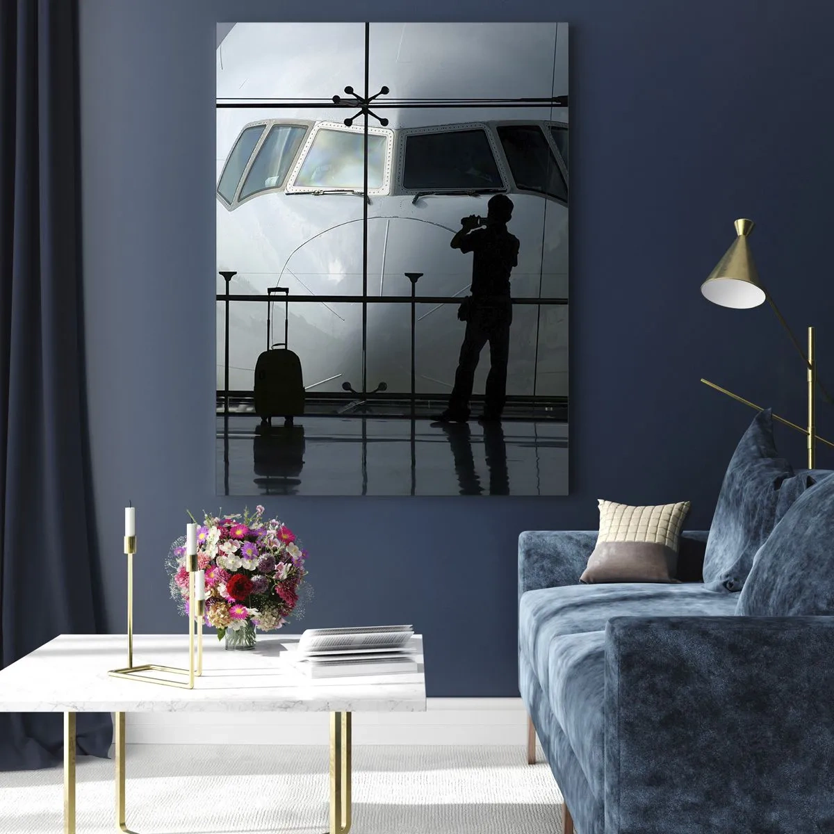 Billede på glas - Vis a vis i lufthavnen - 50x70 cm