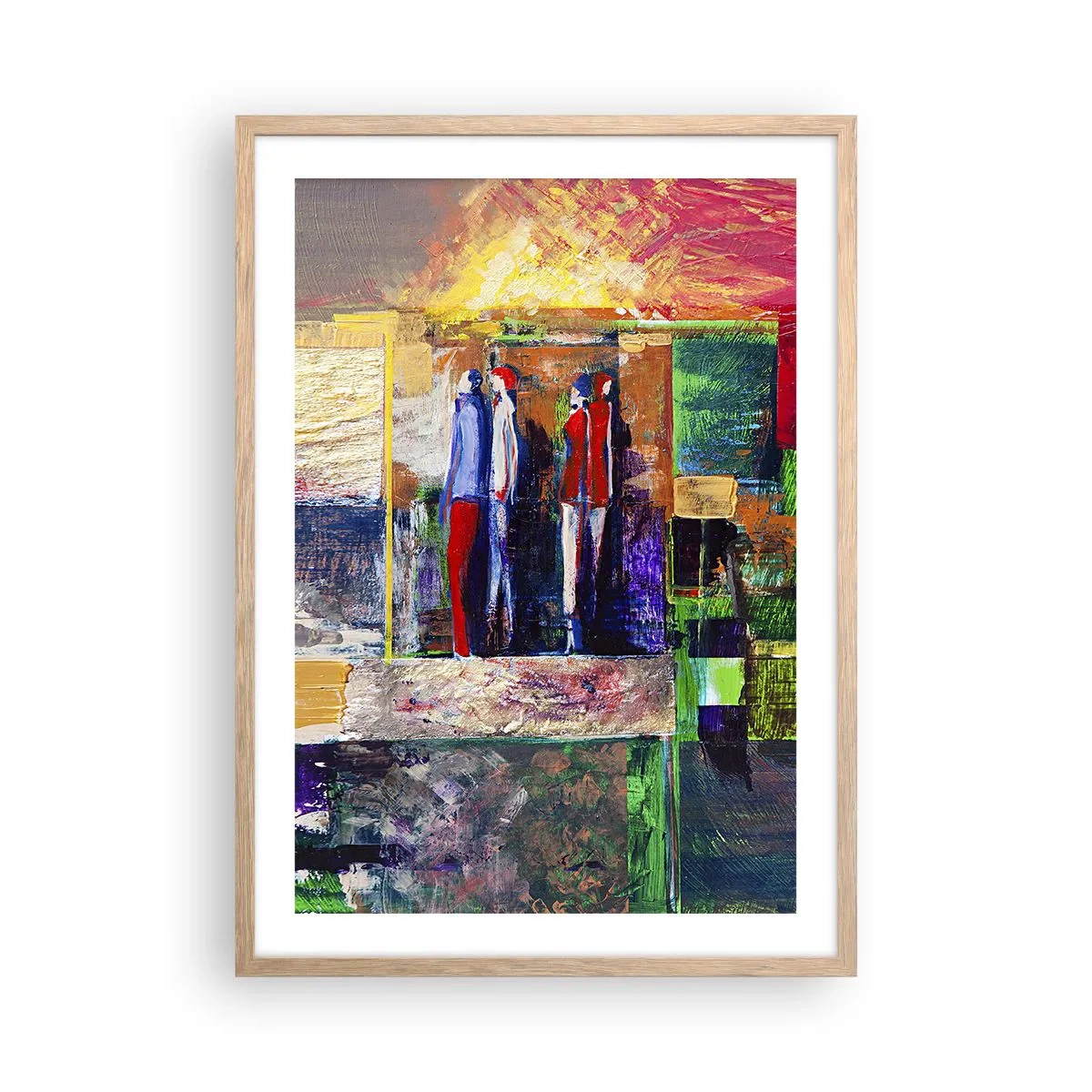 Plakat i ramme af lyst egetræ - Forhold og følelser - 50x70 cm