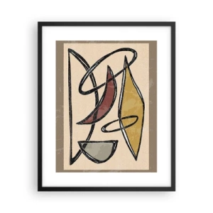 Plakat i sort ramme - Komposition - buer og ovaler - 40x50 cm