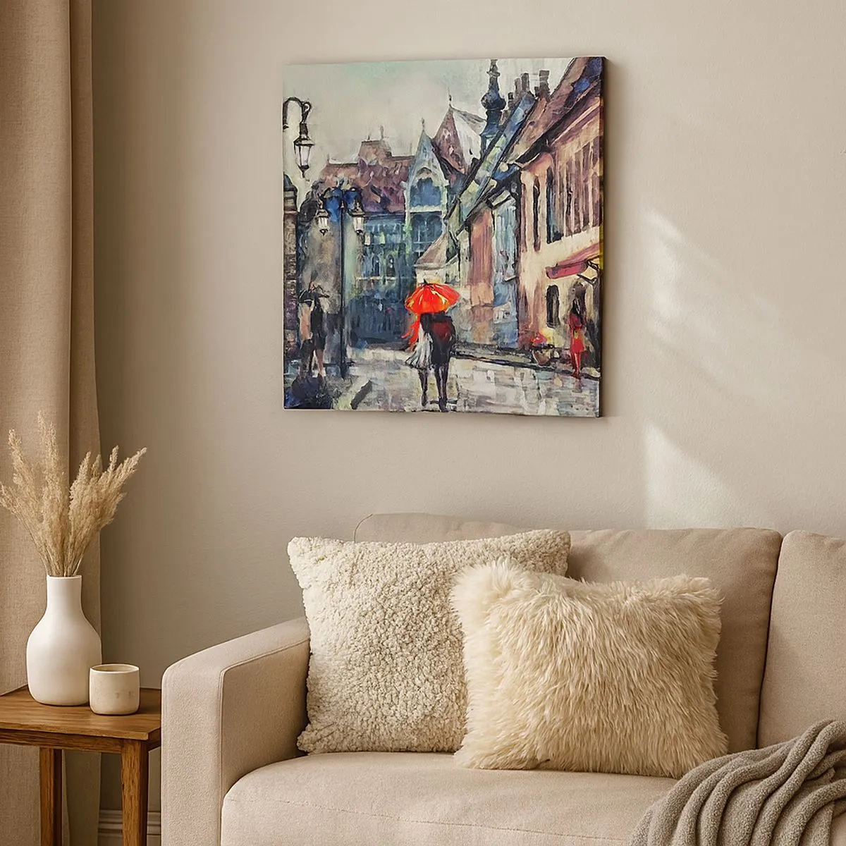 Lærredstryk - Billede på lærred - Regn til to - 30x30 cm