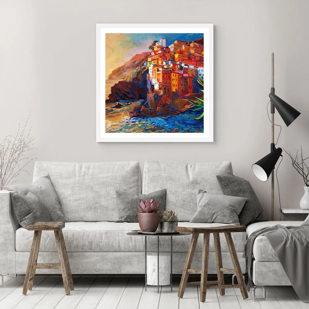 Plakat i hvid ramme - Italiensk atmosfære - 40x40 cm