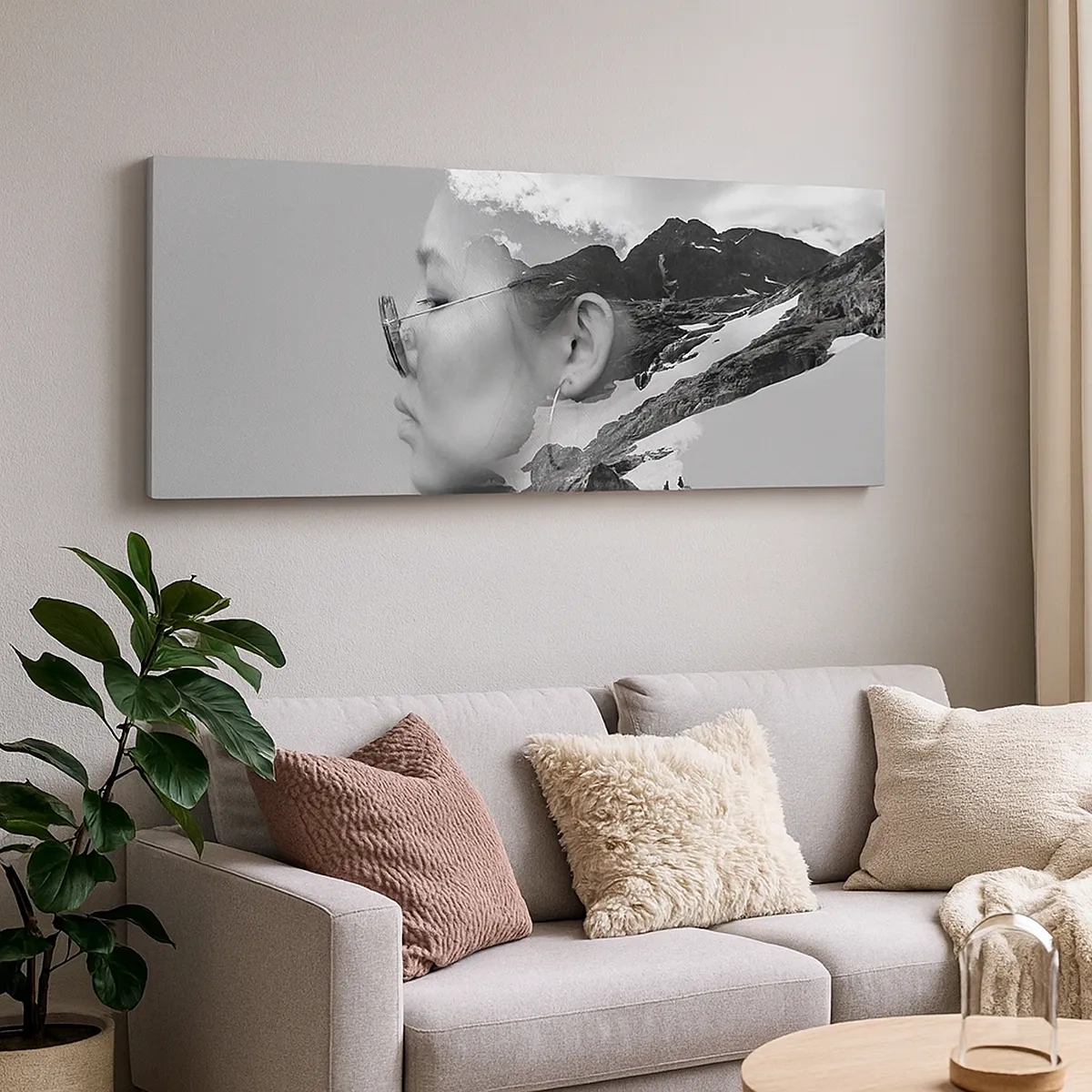 Lærredstryk - Billede på lærred - Portræt af toppen og skyen - 30x30 cm