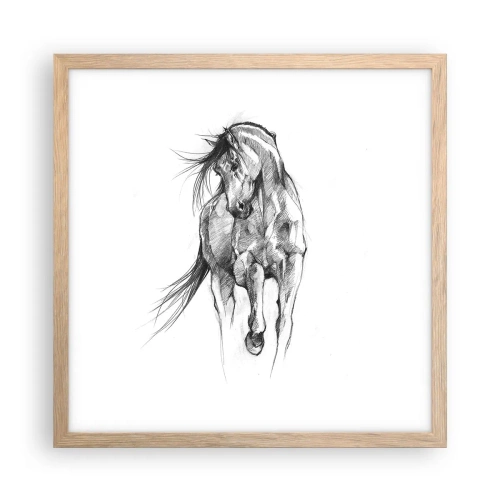 Plakat i ramme af lyst egetræ - I en yndefuld trav - 40x40 cm
