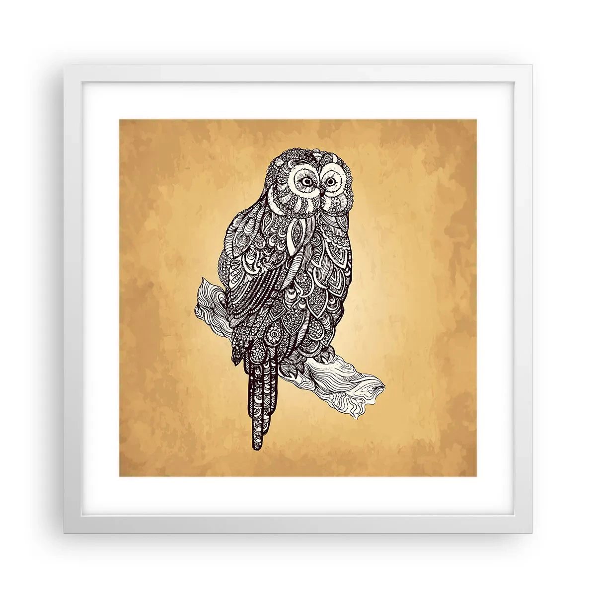 Plakat i hvid ramme - Indviklede ornamenter af visdom - 40x40 cm