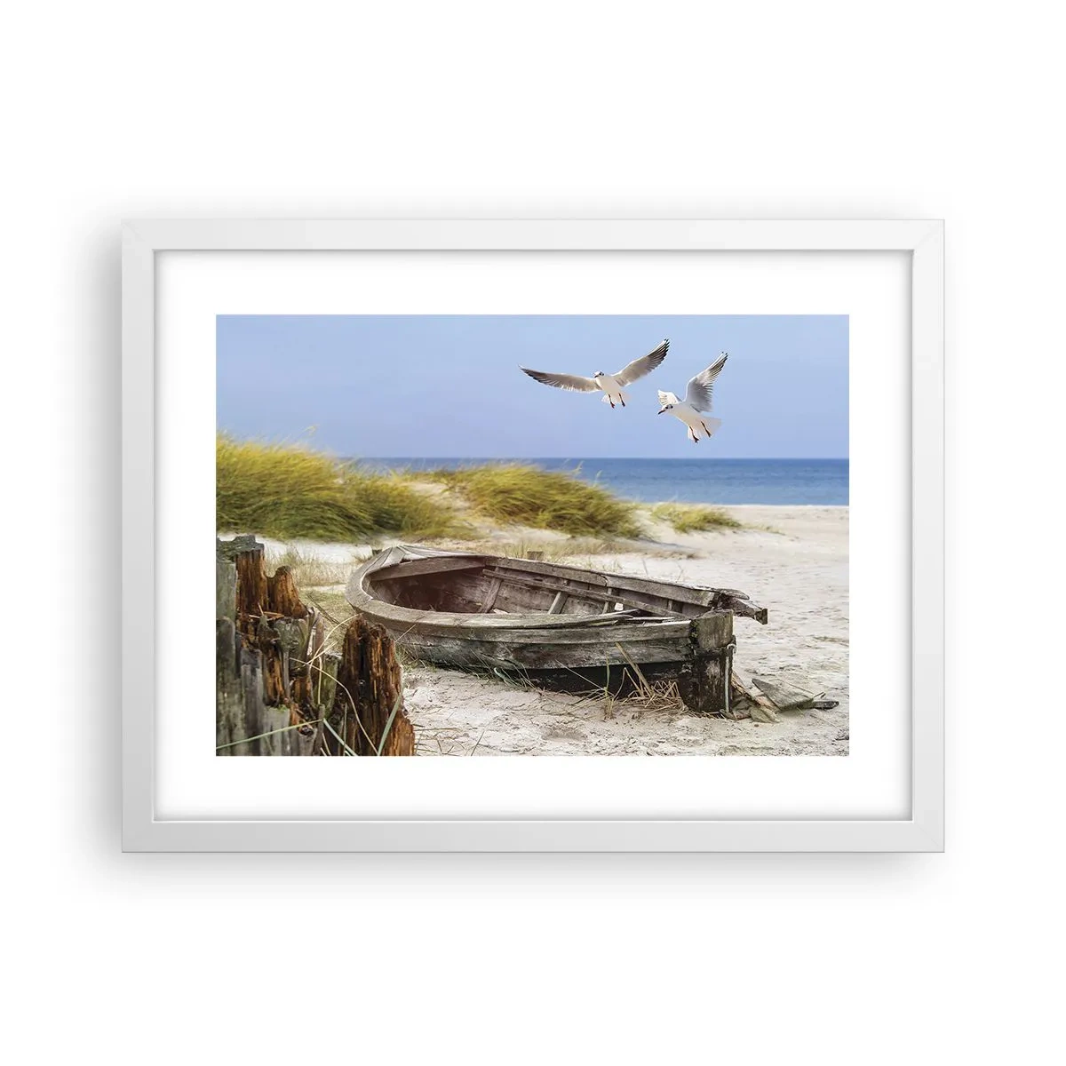 Plakat i hvid ramme - Badet i vinden - 40x30 cm