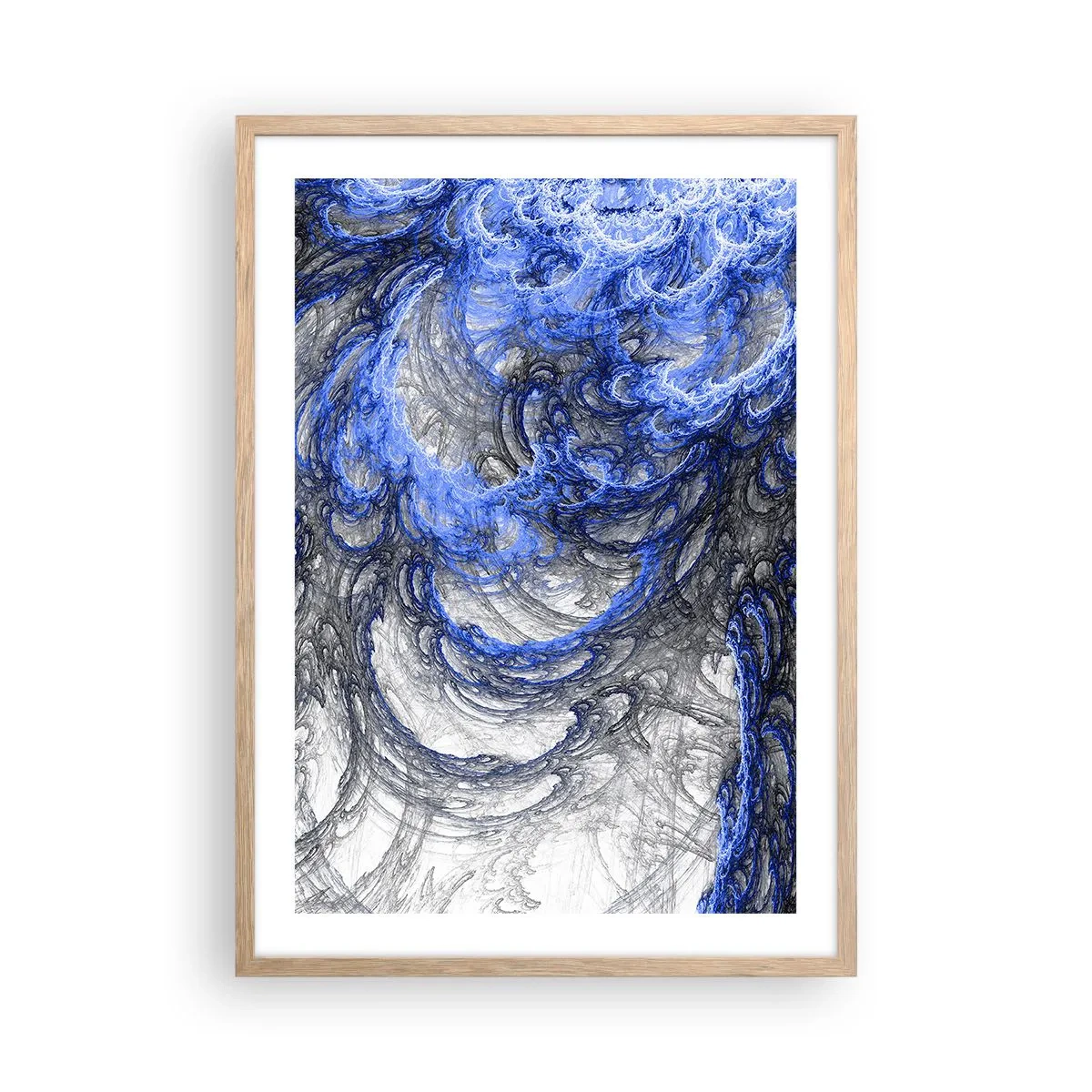 Plakat i ramme af lyst egetræ - En bølges fødsel - 50x70 cm