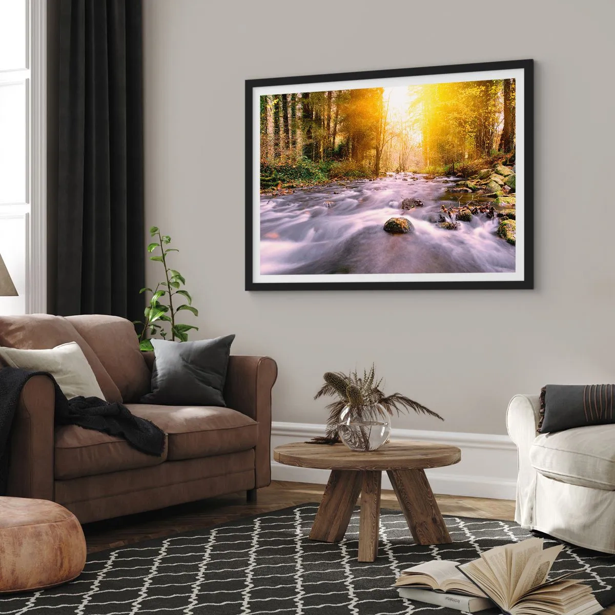 Plakat i sort ramme - Malachit i sølv- og guldfatning - 100x70 cm