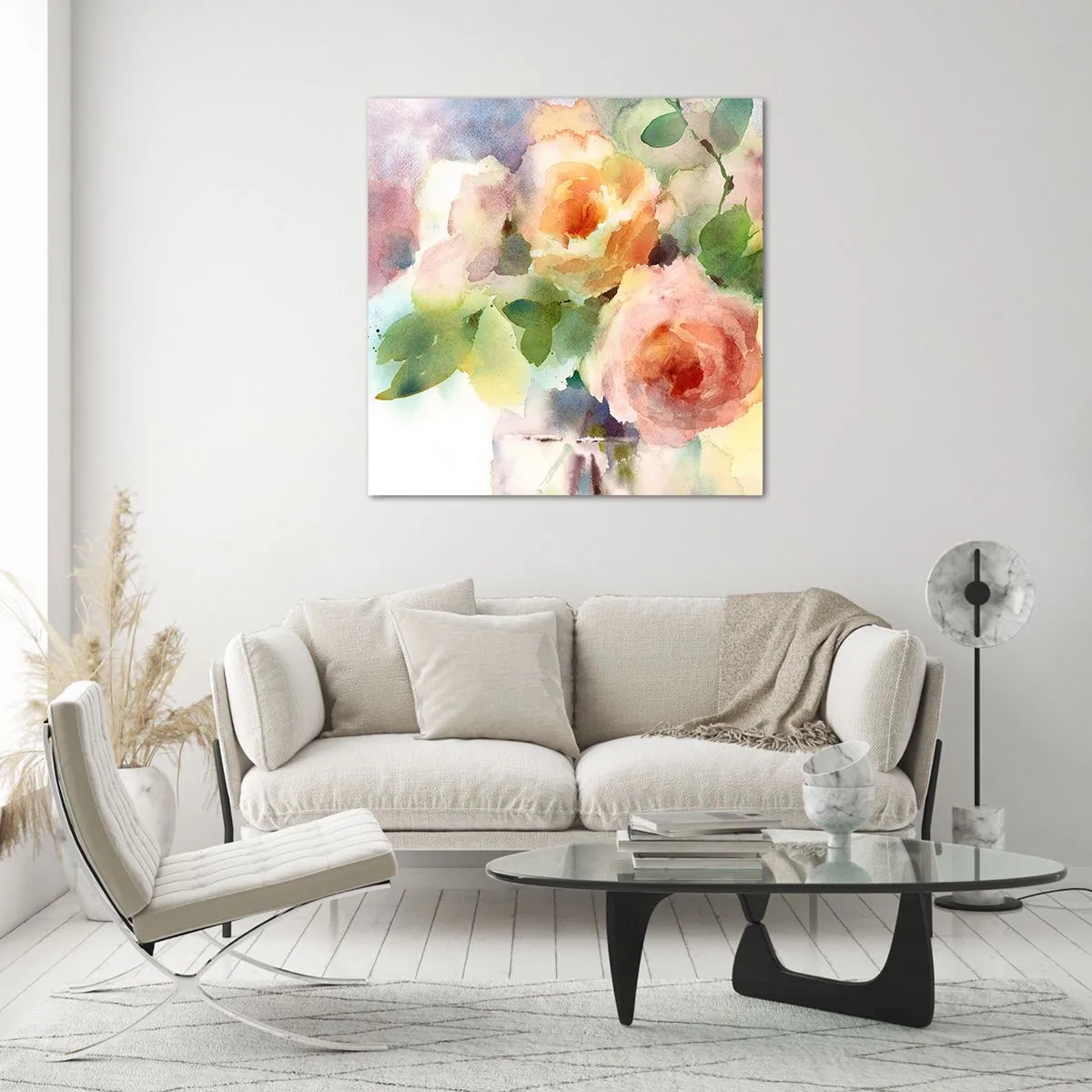 Billede på glas - Delikat som akvarelfarve - 70x70 cm