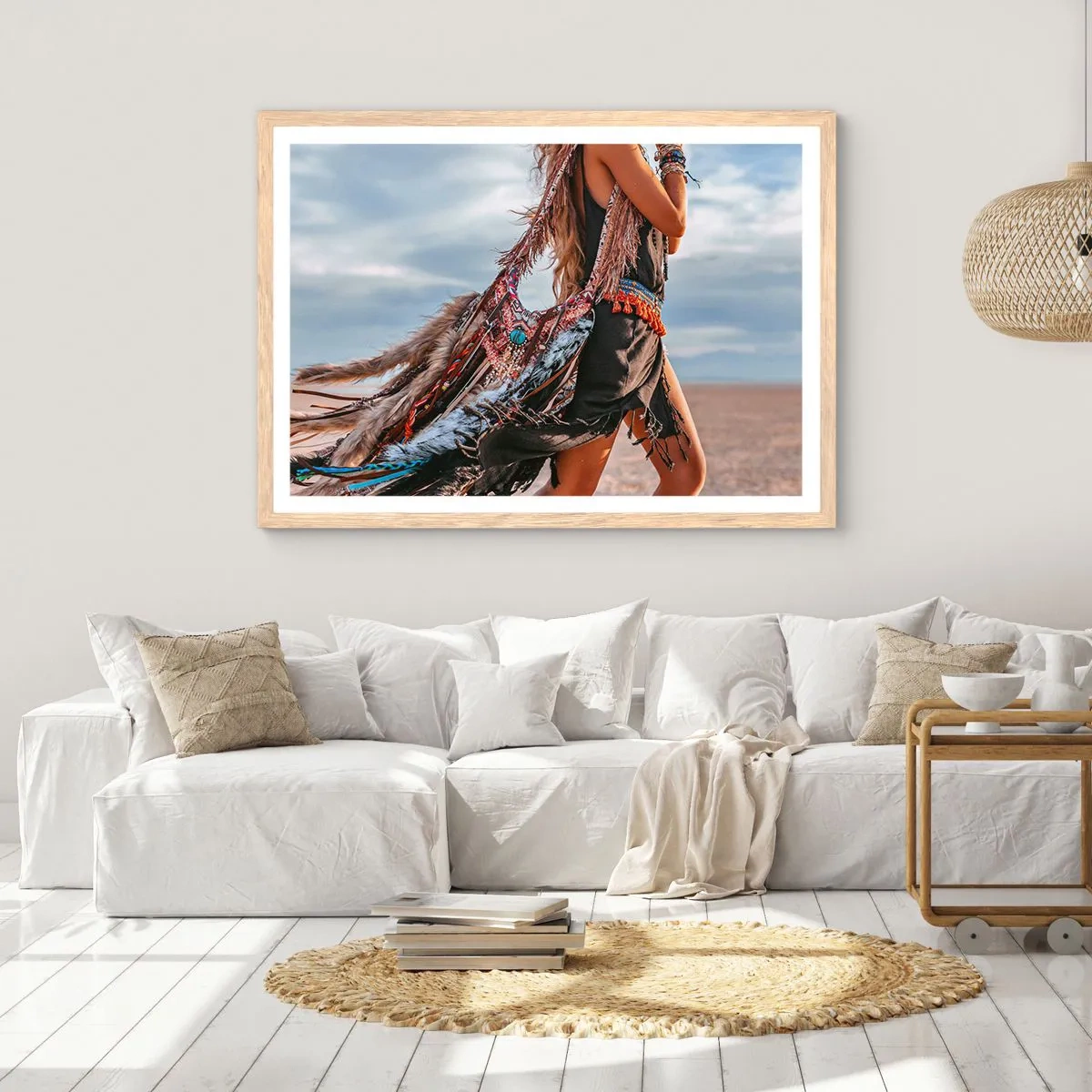 Plakat i ramme af lyst egetræ - Shamanens pige - 70x50 cm