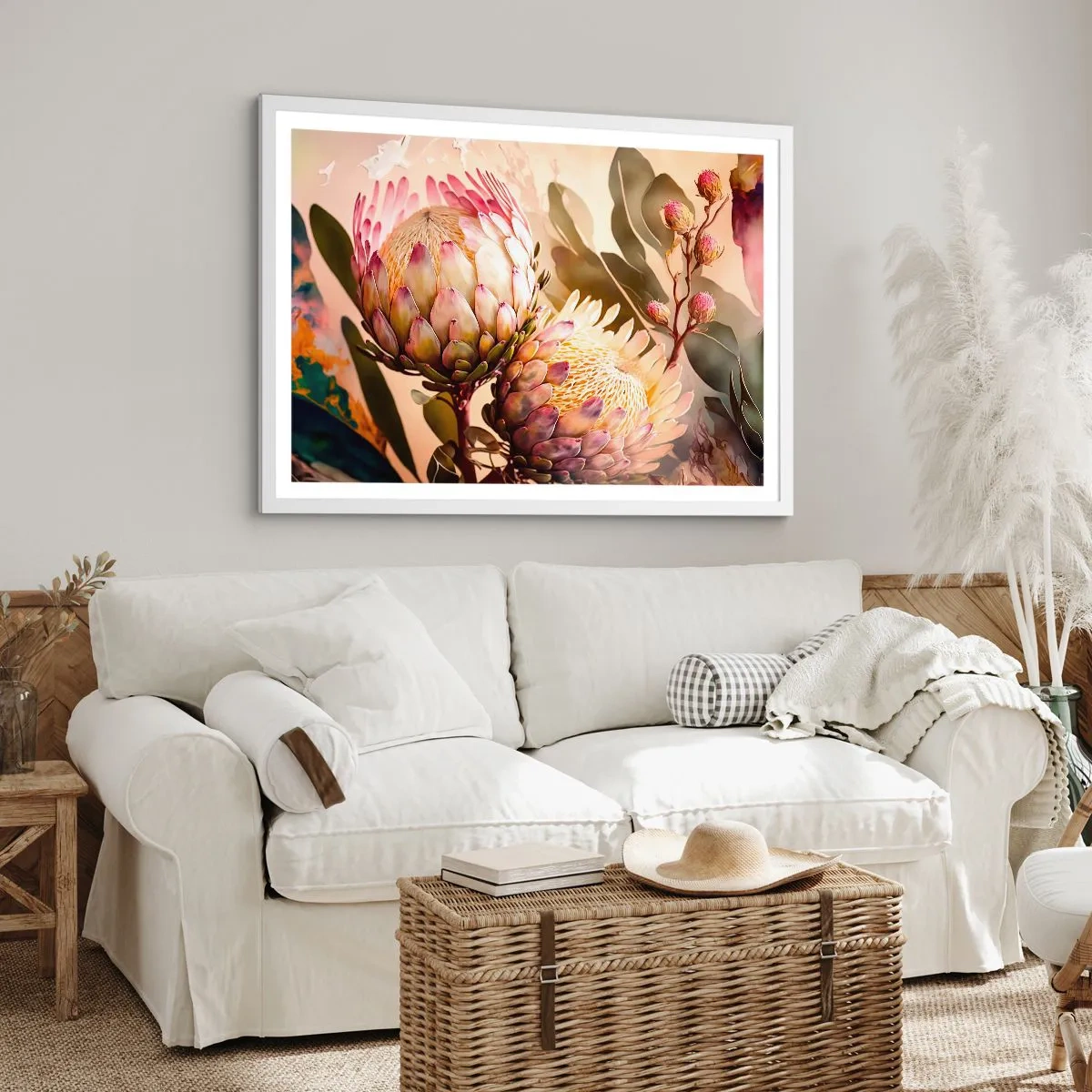 Plakat i hvid ramme - Ømt omfavnet - 70x50 cm