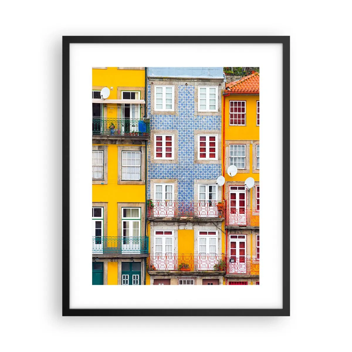 Plakat i sort ramme - Farverne i den gamle bydel - 40x50 cm
