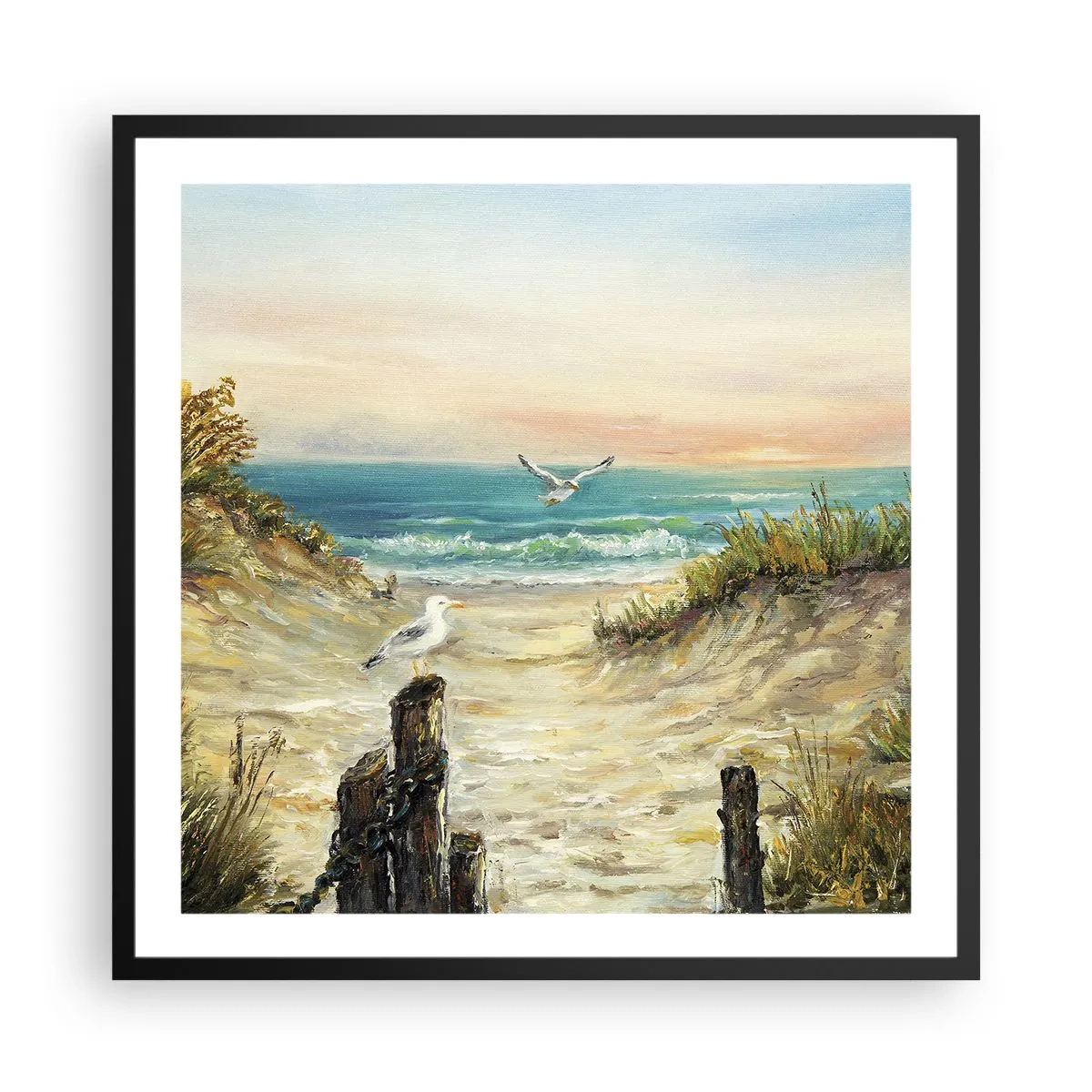 Plakat i sort ramme - Vindstille tilbagetog - 60x60 cm