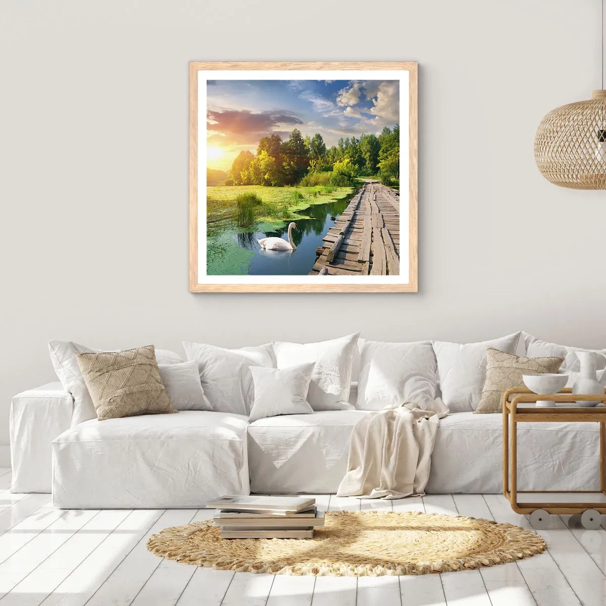 Plakat i ramme af lyst egetræ - Sommer, sommer overalt - 60x60 cm