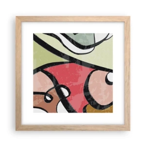 Plakat i ramme af lyst egetræ - Pirouetter blandt farver - 30x30 cm