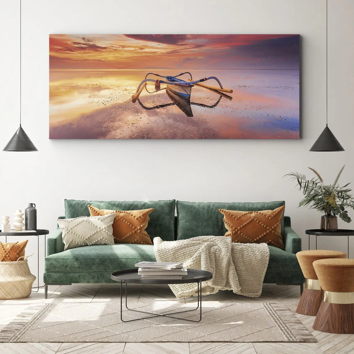Lærredstryk - Billede på lærred - Roen ved en tropisk aften - 90x30 cm