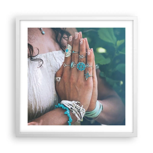 Plakat i hvid ramme - Velkommen til værens centrum - 50x50 cm