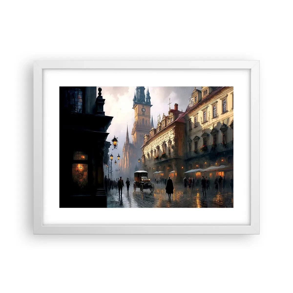 Plakat i hvid ramme - Magien i en aften i Prag - 40x30 cm