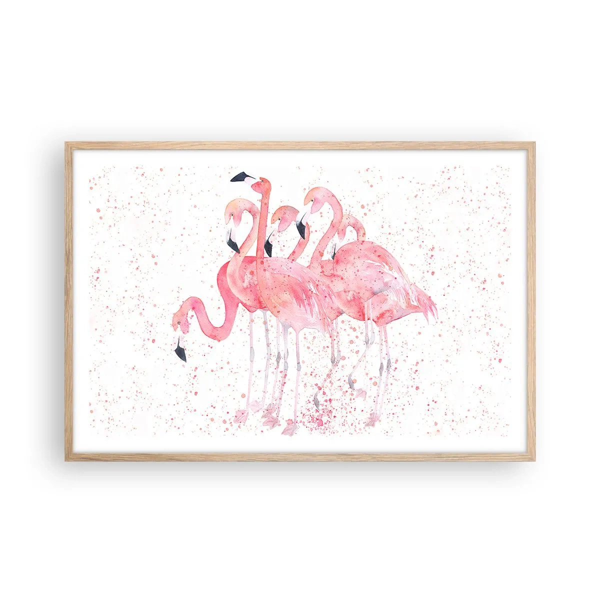 Plakat i ramme af lyst egetræ - Lyserød ansambl - 91x61 cm