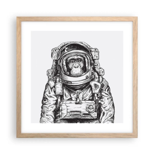 Plakat i ramme af lyst egetræ - Alternativ evolution - 40x40 cm