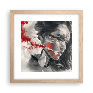 Plakat i ramme af lyst egetræ - I det absurdes damp - 30x30 cm