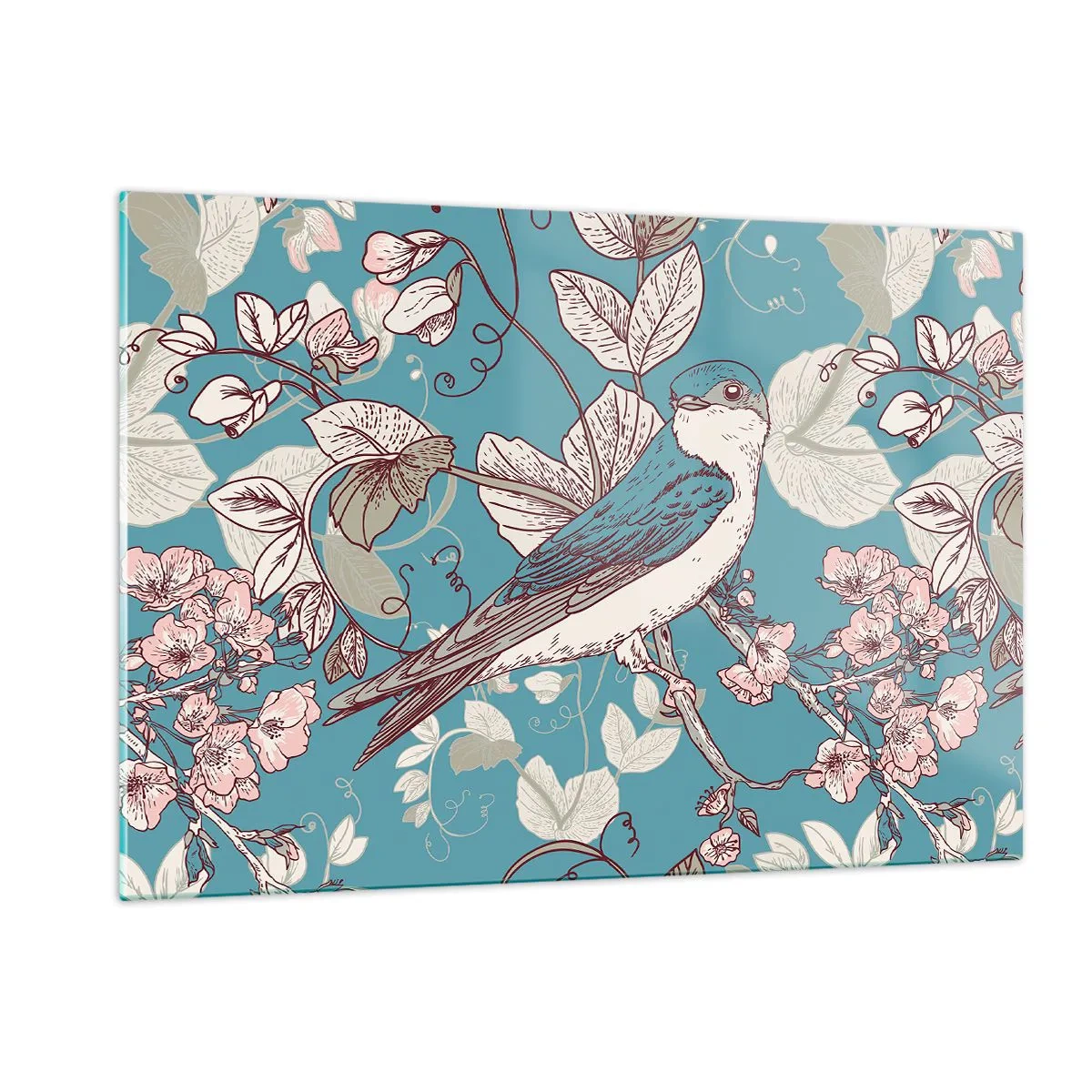 Billede på glas - I de hvide skove kvidrende og sølvfarvede - 120x80 cm