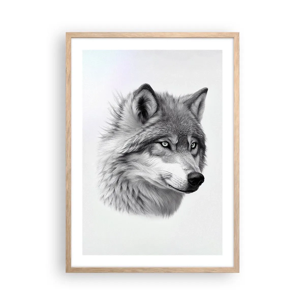 Plakat i ramme af lyst egetræ - Alpha - uden tvivl - 50x70 cm