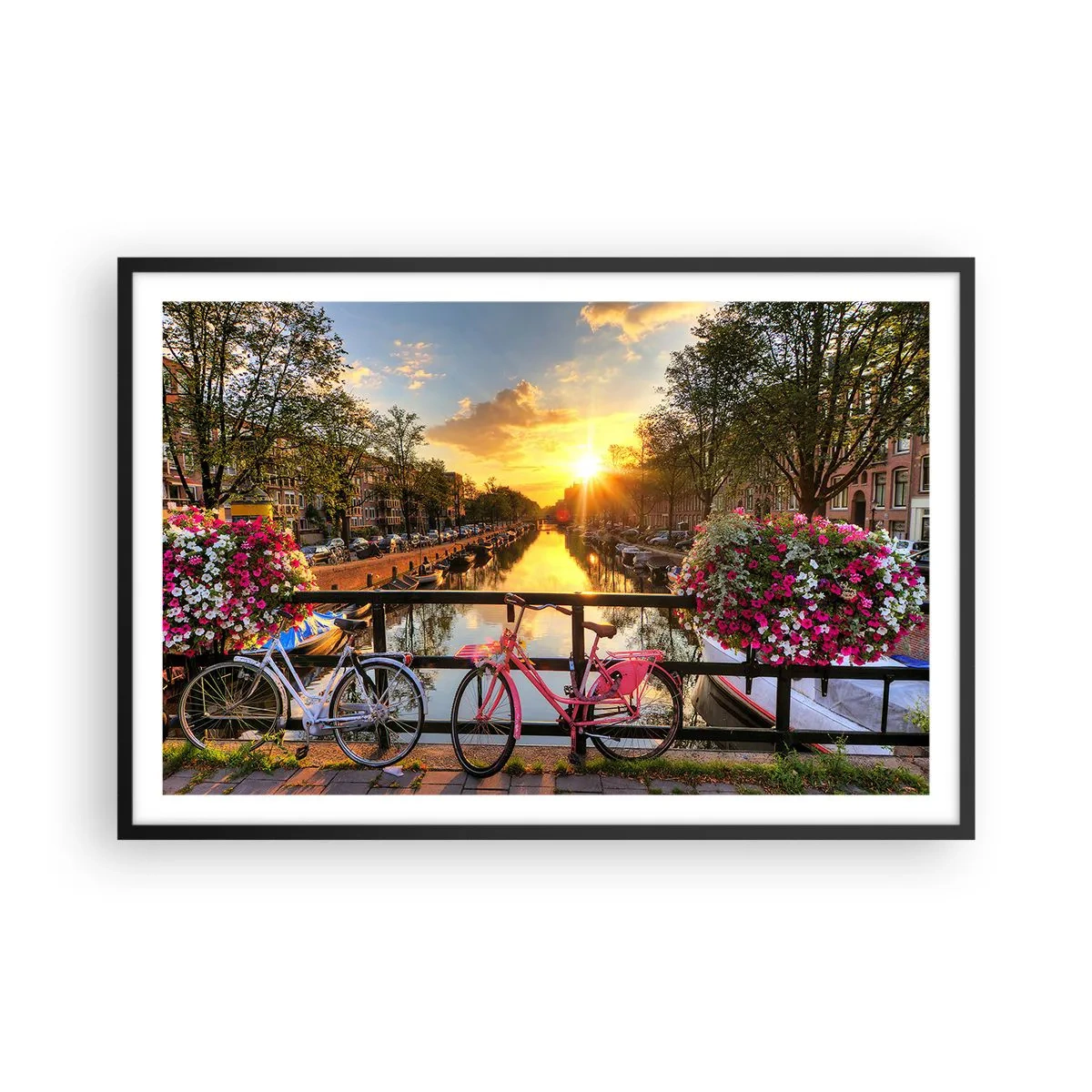 Plakat i sort ramme - Forårsmorgen i Amsterdam - 91x61 cm