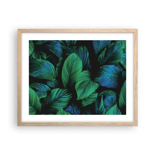 Plakat i ramme af lyst egetræ - I den grønne flok - 50x40 cm