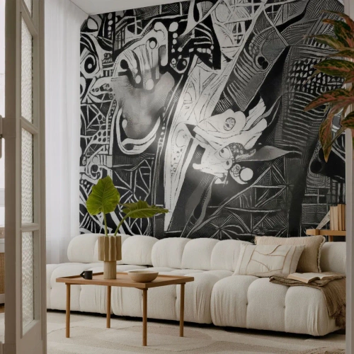 Fototapet Premium Sand - Bare en tilsyneladende grå mand - Mand, Kubisme, Mode - 100x70 cm
