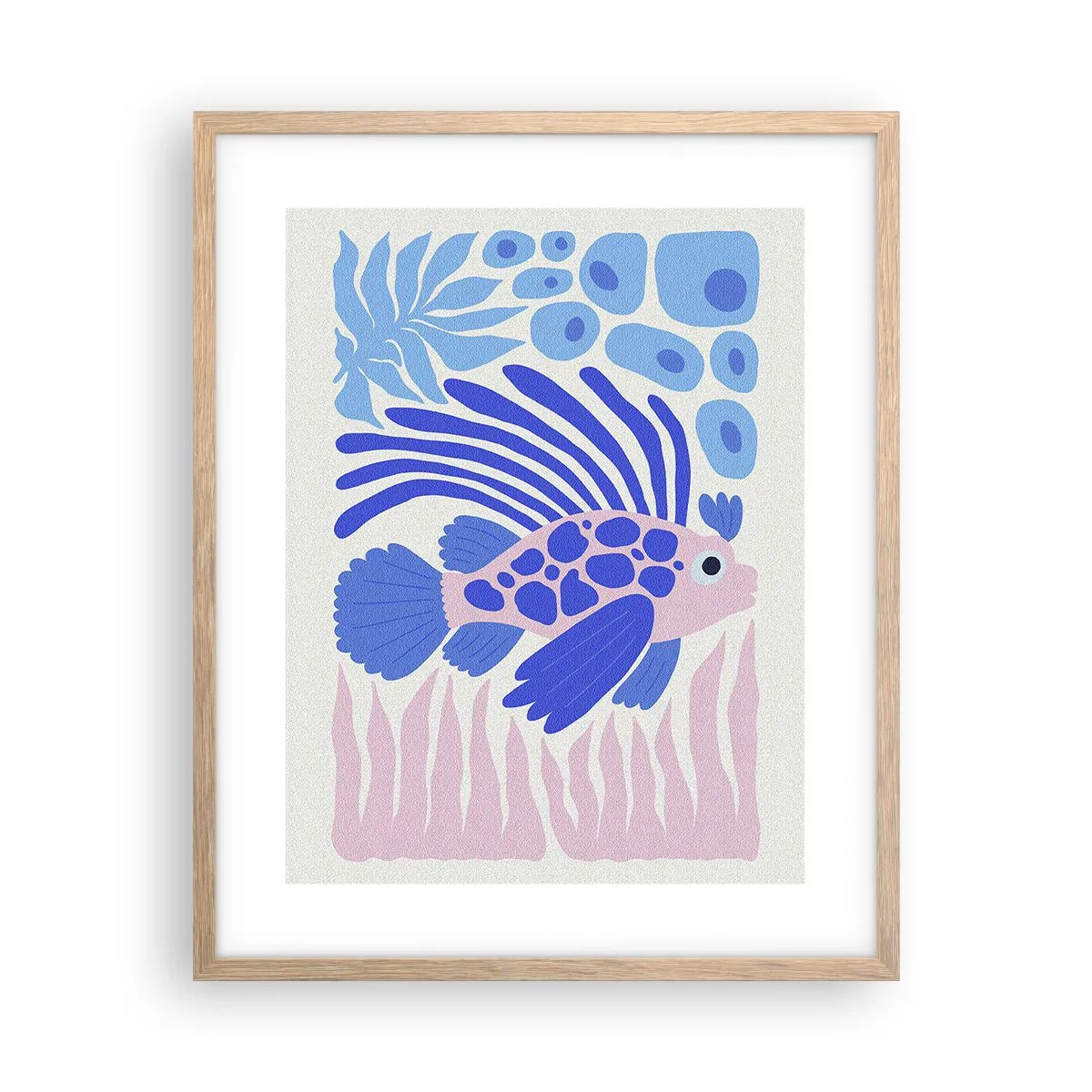 Plakat i ramme af lyst egetræ - I dit rette element - 40x50 cm