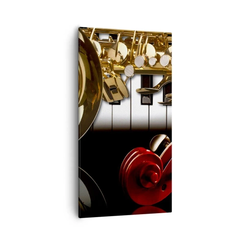 Lærredstryk - Billede på lærred - Metalplader, træ og elfenben - 55x100 cm