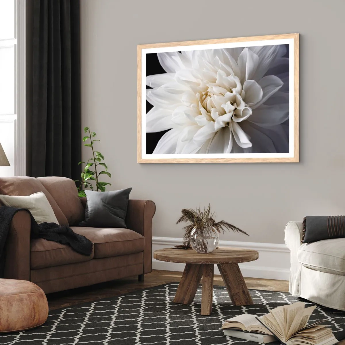 Plakat i ramme af lyst egetræ - Morgenbrud - 50x40 cm