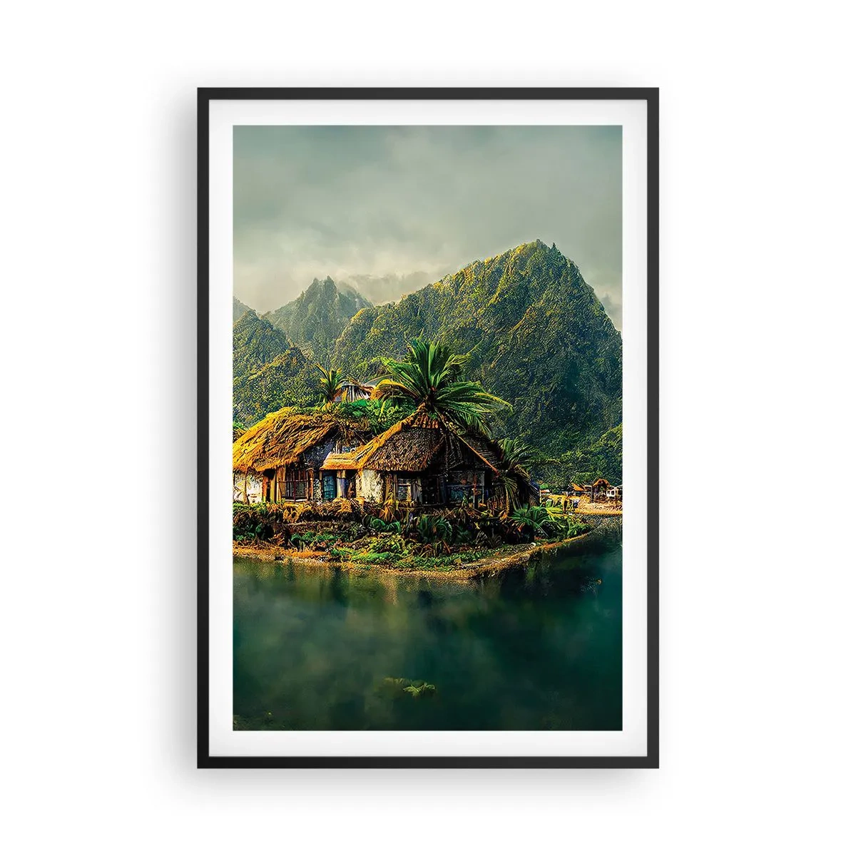 Plakat i sort ramme - Tropisk paradis - 61x91 cm