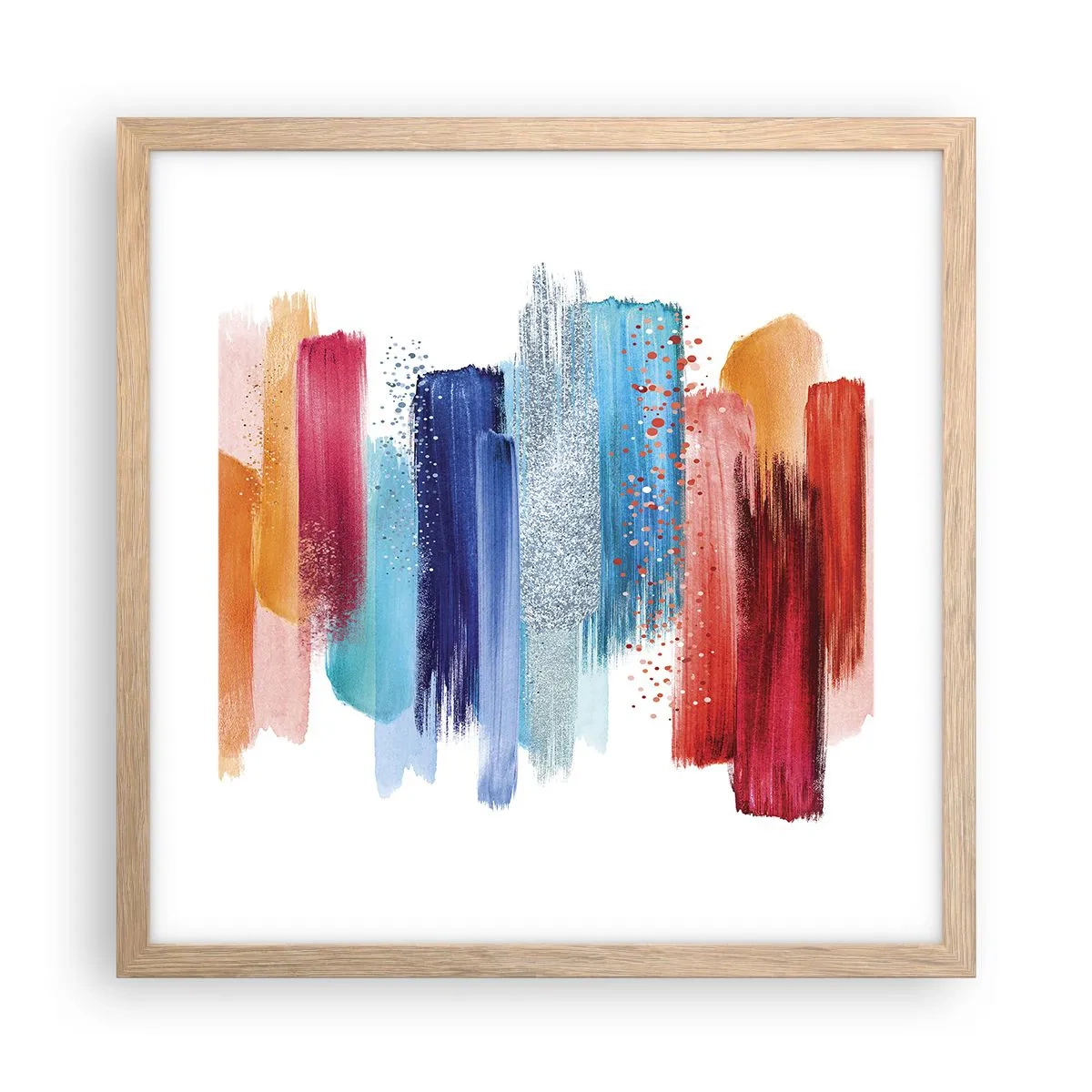 Plakat i ramme af lyst egetræ - Op og ned - 40x40 cm