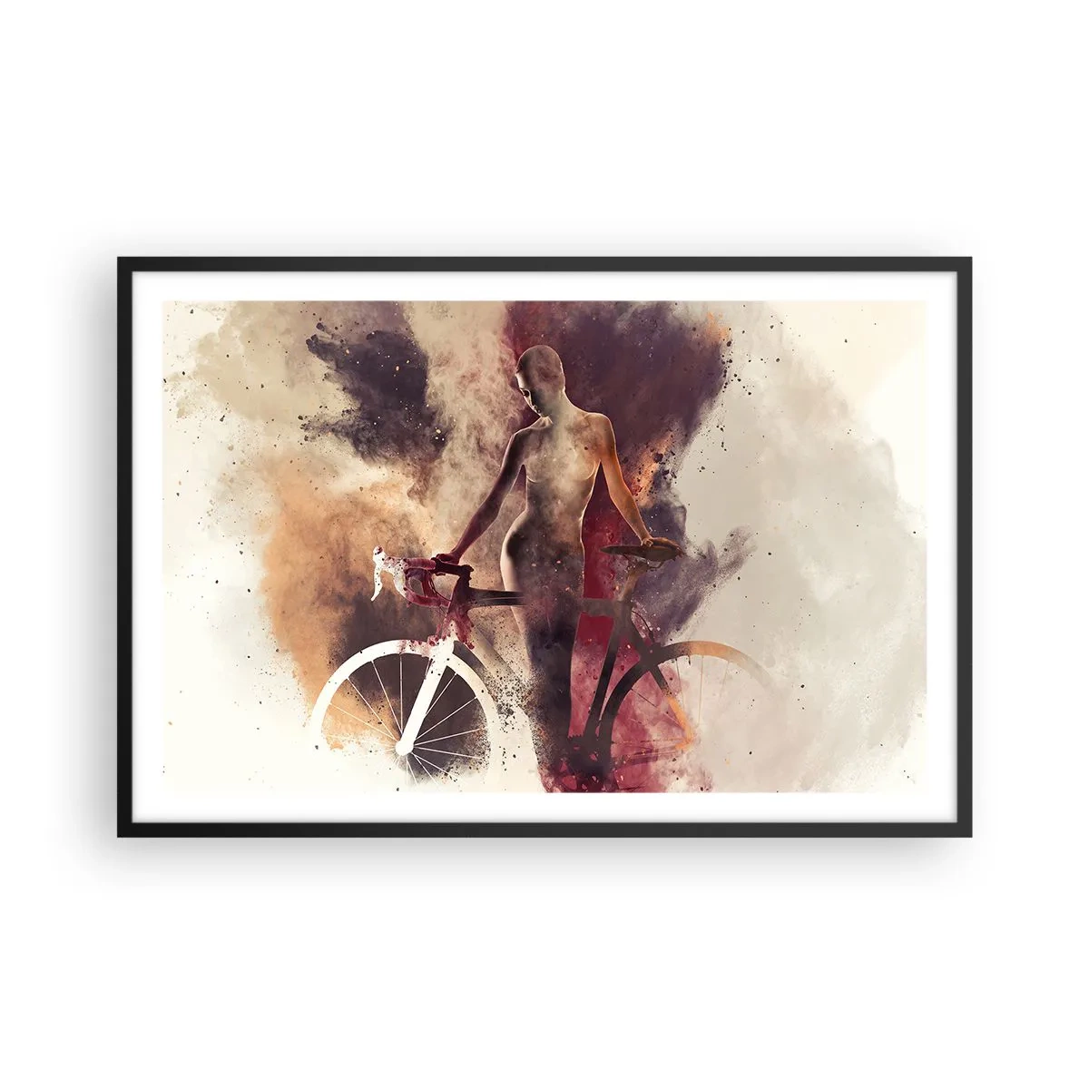 Plakat i sort ramme - I marmor former den cyklende sjæl - 91x61 cm