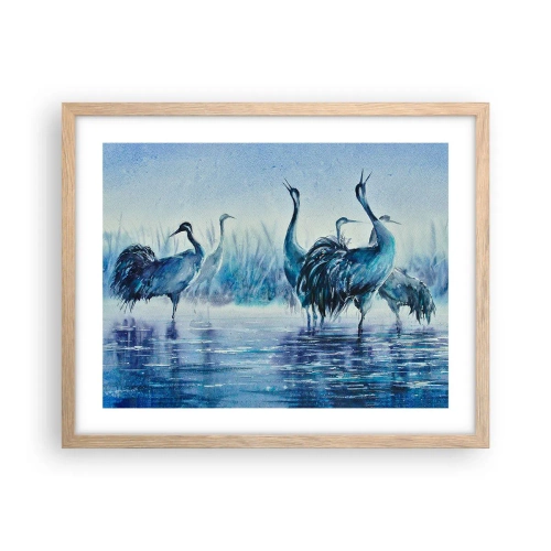 Plakat i ramme af lyst egetræ - Morgenmøde - 50x40 cm