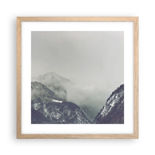 Plakat i ramme af lyst egetræ - Tåget dal - 40x40 cm