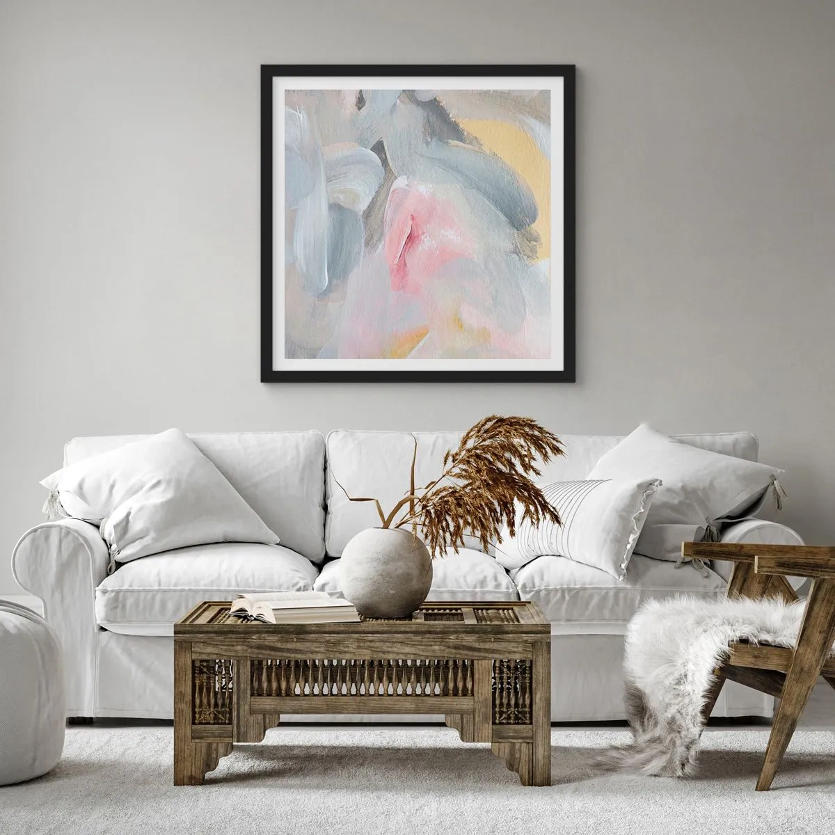 Plakat i sort ramme - I en pastelfarvet verden - 30x30 cm